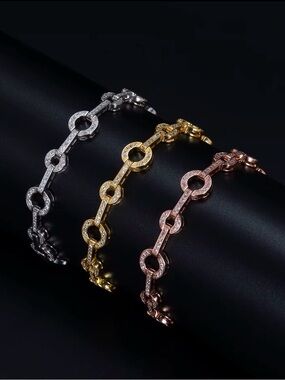Pavé Link Circle Bracelet - Gold, Silver, Rose Gold